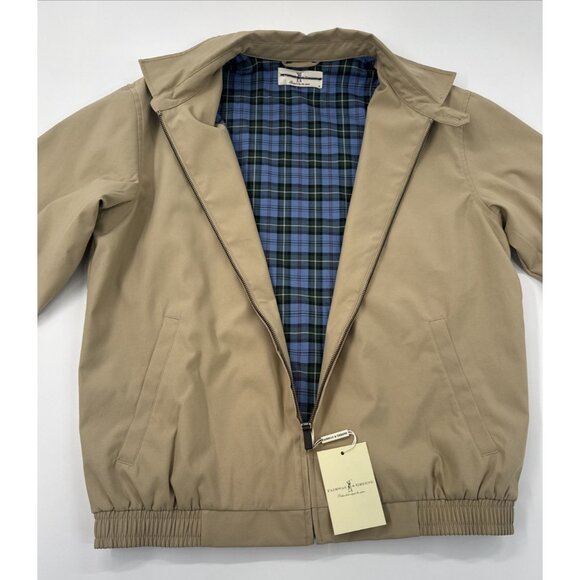 Fairway Greene Golf Jacket Mens Medium Tan Plaid Lined Full Zip Preppy NEW - Picture 6 of 11